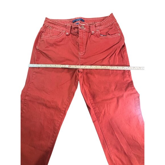 Bill Blass Womens Red Stretch Jeans Size 10 Wide Leg 98% Cotton 2% Lycra - Picture 7 of 8